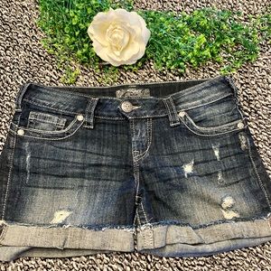 Silver Camden Rose jean shorts